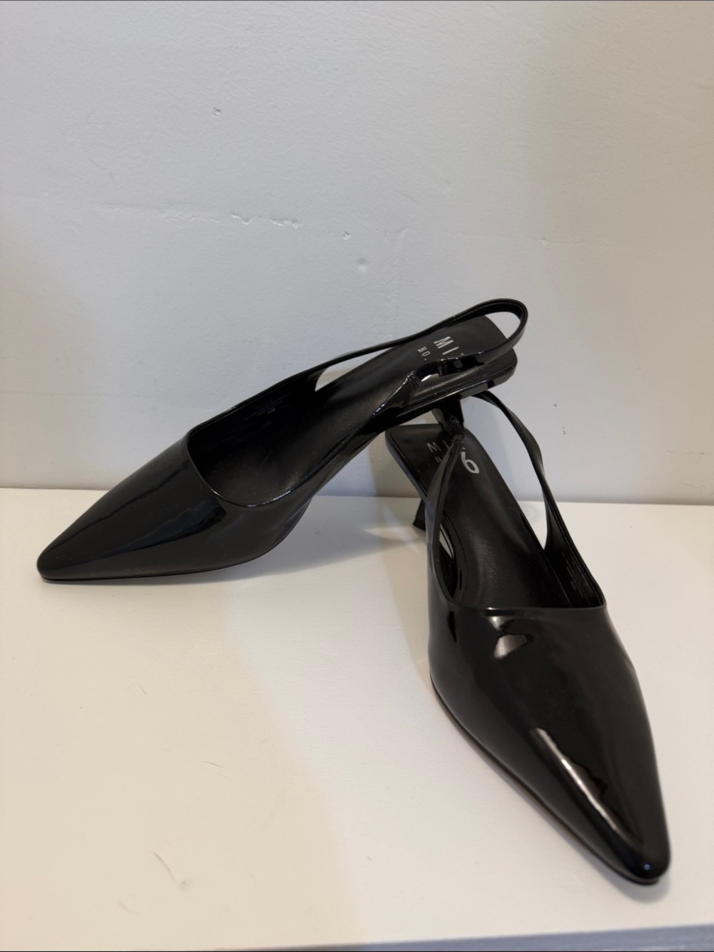 Mix No. 6 Black Patent Pointed Slingback Pumps